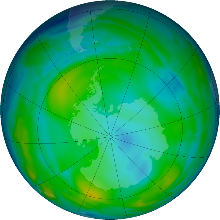 Antarctic ozone map for 03 July 2008